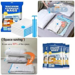 Vacuum Storage Bags – 5 Bags + 1 Suction Pump