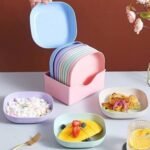 11-Piece Plastic Plate Set with Stand – Stylish Dinnerware Set for Everyday Use