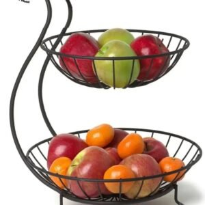 2-Layer Metal Fruit Basket – Double-Tier Kitchen Storage Tokri