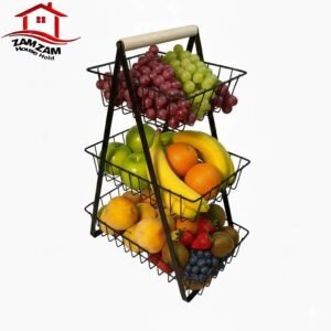 3-Layer Metal Fruit Basket – Multi-Tier Kitchen Storage Organizer