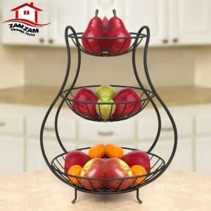 Double-Sided Kitchen Organizer – Black Fruit Basket, Vegetable Stand & Kitchen Counter Rack