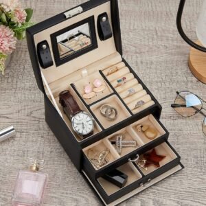 Multi-Layer Faux Leather Jewelry Box – Elegant Jewelry Organizer