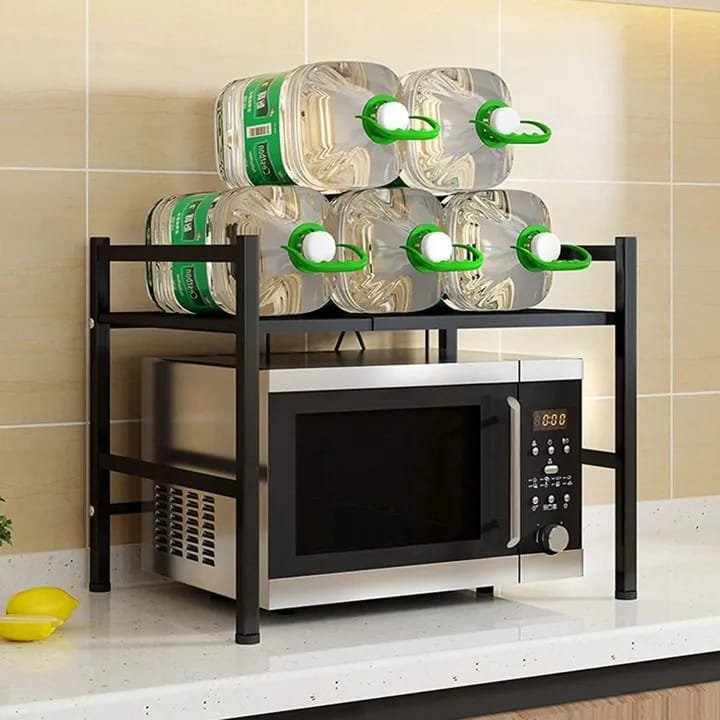 Extendable Heavy-Duty Microwave Oven Rack – Space-Saving Kitchen Organizer