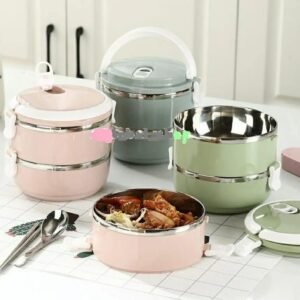 2-Layer Pink Stainless Steel Vacuum Lunch Box
