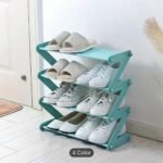 Simplicity 4-Tier Black Z-Shaped Shoe Rack