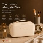 Travel Cosmetic Leather Bag – Portable Makeup & Toiletry Organizer