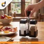 3-Piece Spice Shaker Set with Rotating Stand – Salt, Pepper & Seasoning Dispensers