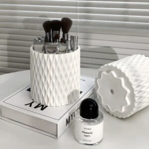 360° Rotating Makeup Brush Holder & Cosmetic Organizer Cylinder