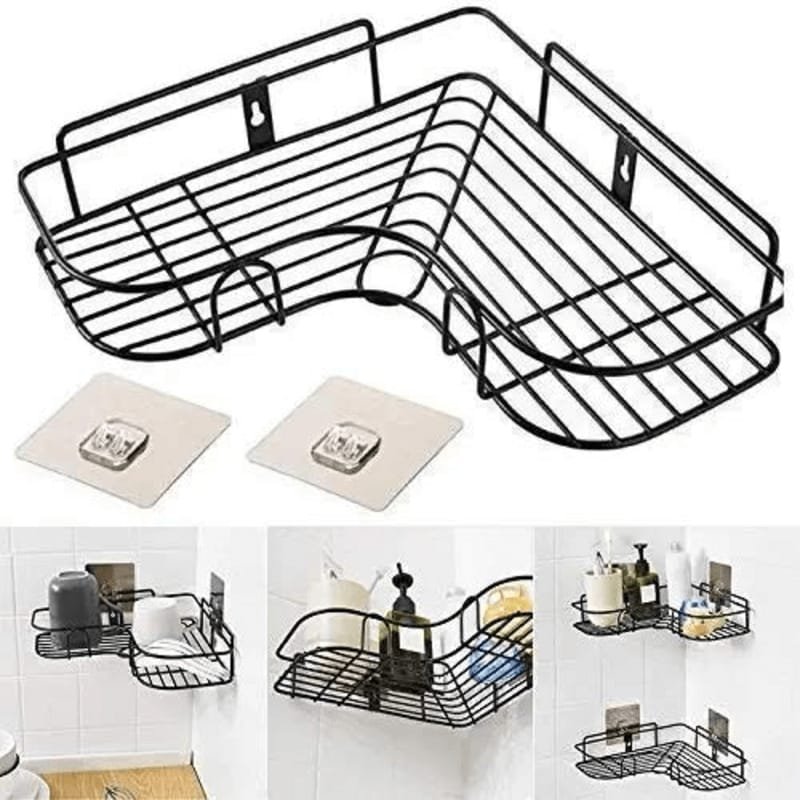 Wall-Mounted Corner Shelf – Bathroom & Kitchen Storage Organizer (Without Sticker)